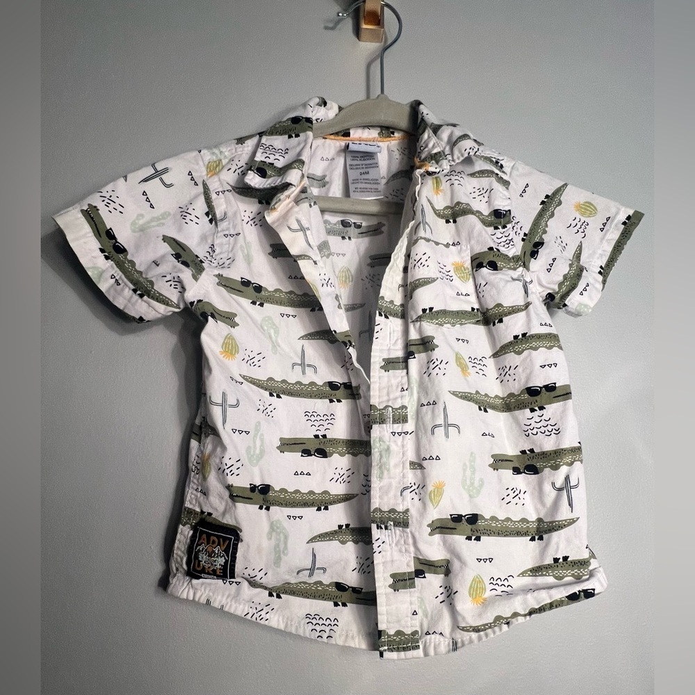 Kids White Patterned Shirt